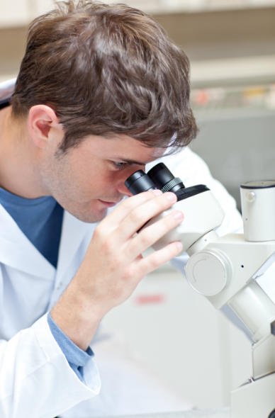 College student experiencing biology lab
